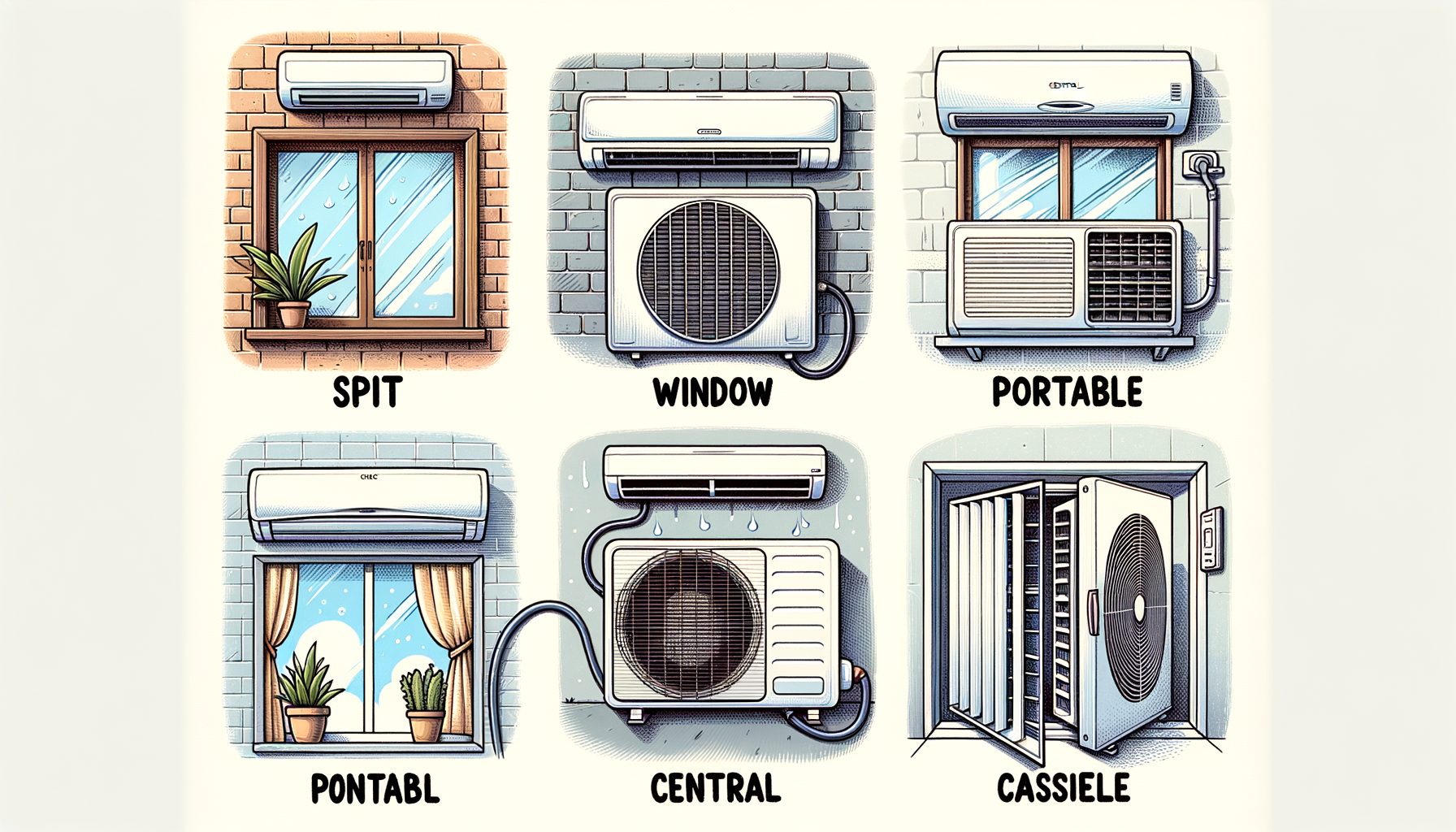 Air Conditioner Types: Split, Window, Portable, Central, Cassette